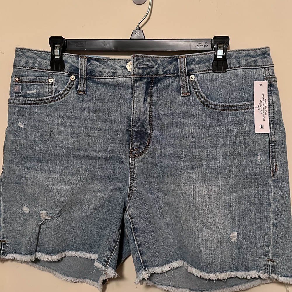 Seven7 Blue Jean Shorts Distressed Raw Hem